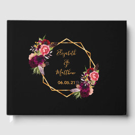 Goldbordeauxrot Hochzeitsgrau Gästebuch