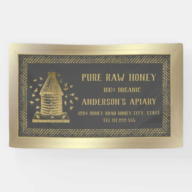 Goldbraune Bienenstock Banner (Horizontal)