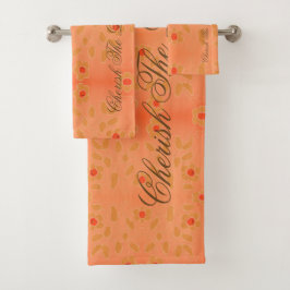 Goldbraune Blütenblüten Badhandtuch Set