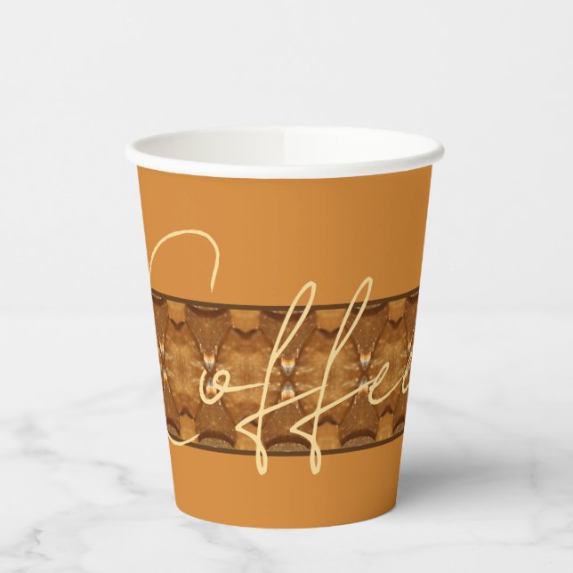 Goldbraune Creme und Weiß Pappbecher (Links)