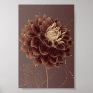 Goldbraune Dahlie Botanische Blume Poster