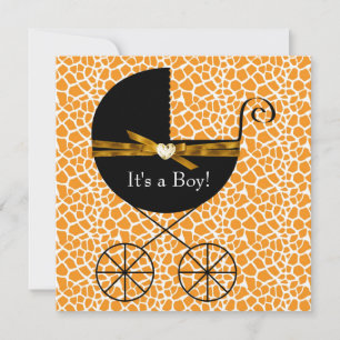 Goldbraune Kutschjunge-Giraffen-Baby-Party Einladung