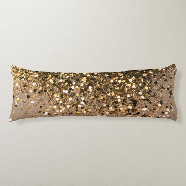 Goldbrauner Glitzer Glam #1 Imitats Glitzer Seitenschläferkissen (Vorderseite)