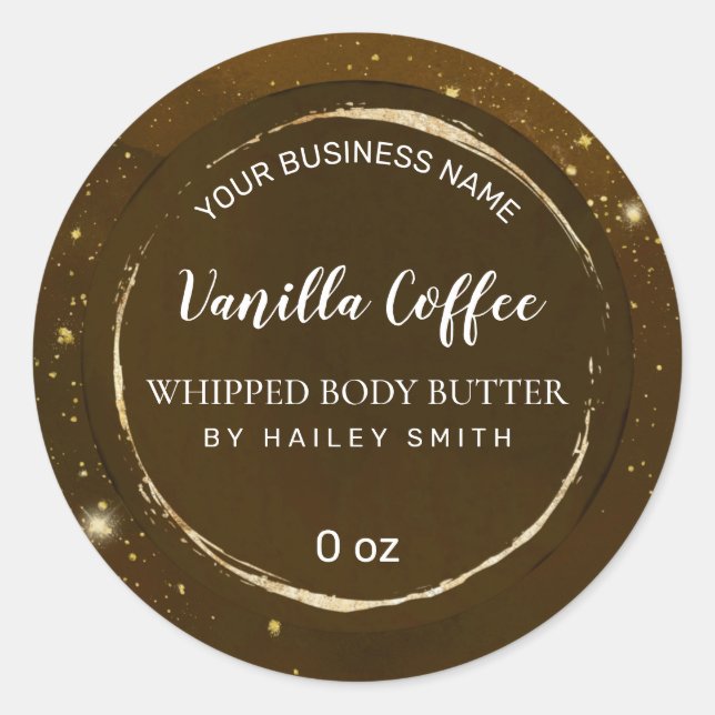 Goldbrauner Kaffee-Whipped Body Butter Runder Aufkleber (Vorderseite)