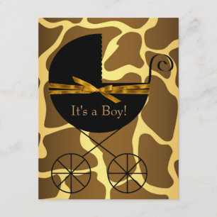 Goldbrauner Kinderwagen Junge Giraffe Baby Shower Einladung
