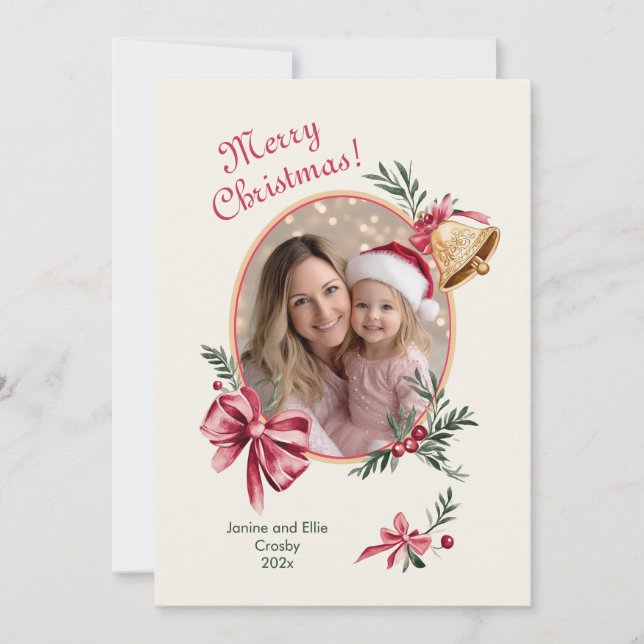 Goldbrells Pink Bows Foto Weihnachten (Vorderseite)
