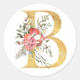 Goldbrief B mit Blume Runder Aufkleber