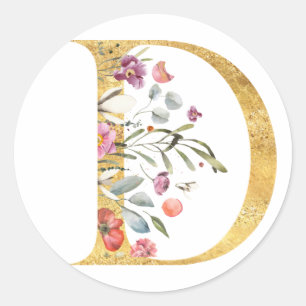 Goldbrief D mit Blume Runder Aufkleber
