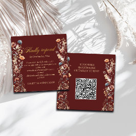 Goldbriefe Wildblumen QR-Code HochzeitsrSVP-Karte Mitteilungskarte