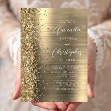 Goldbrushed Metal Glitter Script Hochzeit