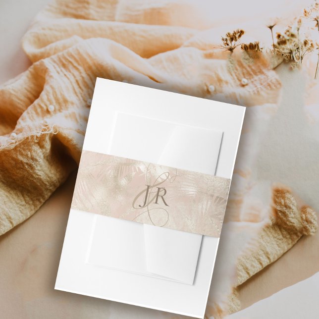 Goldbrushed Tropical Palm Leaf Wedding Einladungsbanderole (Von Creator hochgeladen)