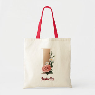 Goldbuchstabe I und Blush Personalisierter Chic Tragetasche