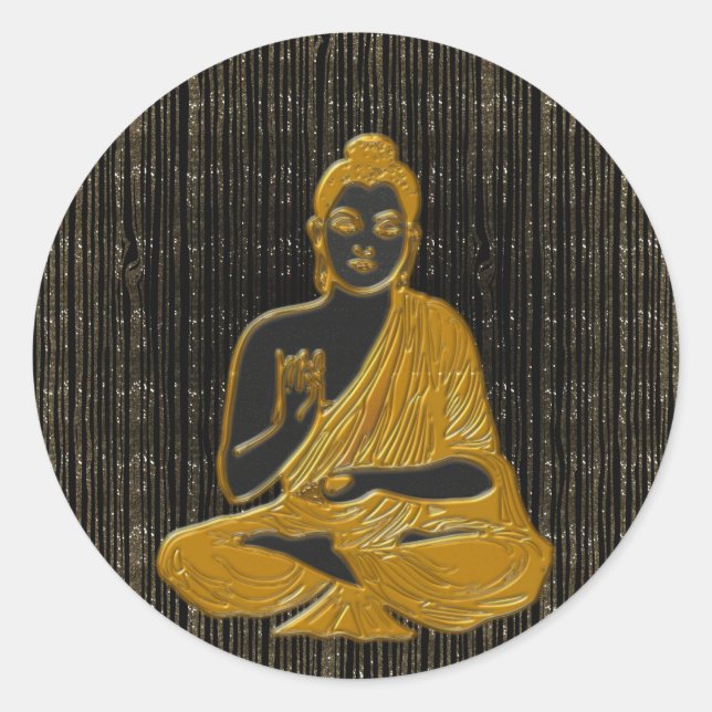 Goldbuddha Runder Aufkleber (Vorderseite)
