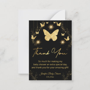 Goldbutterfliege schwarz Danke Babydusche Mitteilungskarte