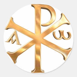 Goldc$chi-rho Runder Aufkleber