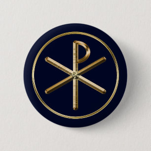 Goldc$chi-rhosymbol auf dunkelblauem button