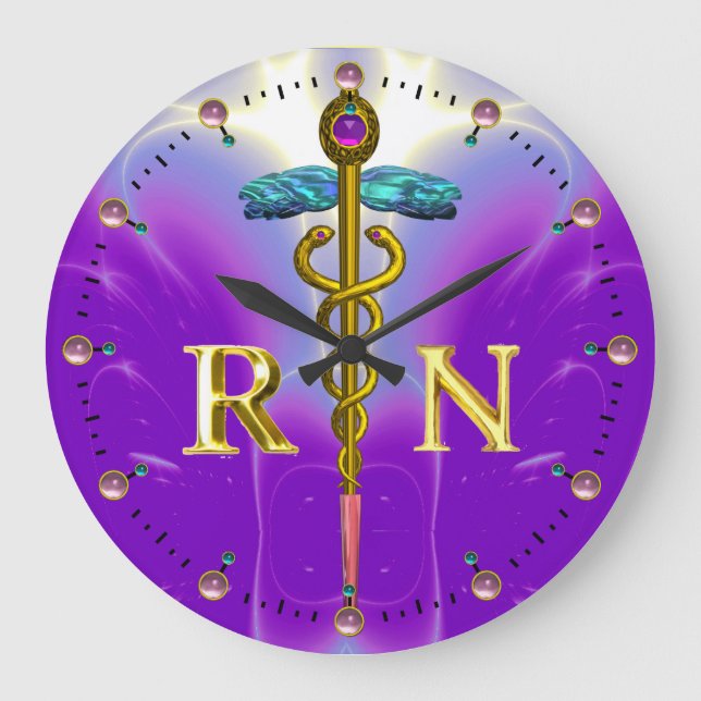 GOLDcaduceus-REGISTRIERTE KRANKENSCHWESTER-SYMBOL, Große Wanduhr (Vorderseite)