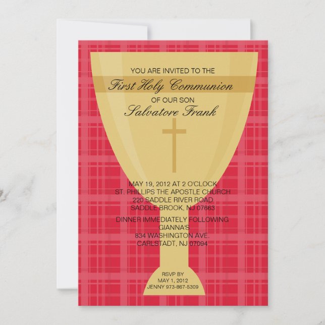 Goldchalice-erste Kommunions-Einladung Einladung (Vorderseite)