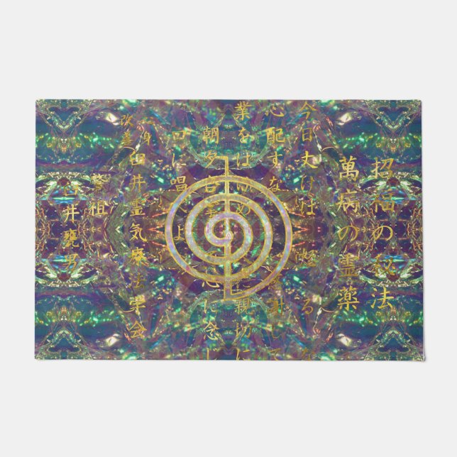 GoldChoku Rei Symbol und Reiki Gebote Fußmatte (Vorderseite)