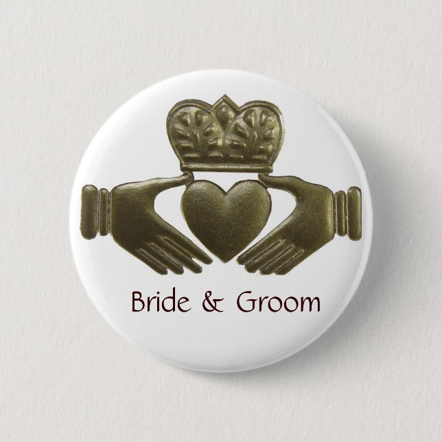 GoldCladdagh Braut-und Bräutigam-Knopf Button (Vorderseite)