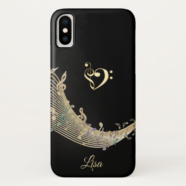 Goldclef-Herz und Musiknoten iPhone X Fall Case-Mate iPhone Hülle (Rückseite)