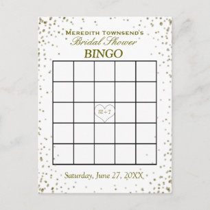GoldConfetti des Brautparty-Bingo-  Einladungspostkarte