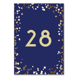 Goldconfetti-elegante Marine-Hochzeit Tischnummer