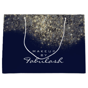 Goldconfetti-funkelnd Glitzer-blaue Marine Braut Große Geschenktüte
