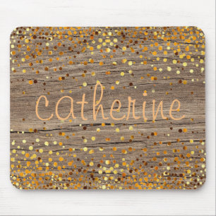 Goldconfetti-Glitzer-Imitat-Folie hölzernes Mousepad