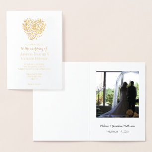 Goldconfetti-Herz Wedding personalisiert laden ein Folienkarte