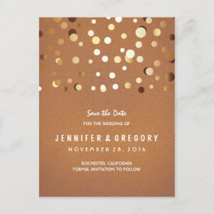 GoldConfetti lässig und romantisch Save the Date Ankündigungspostkarte