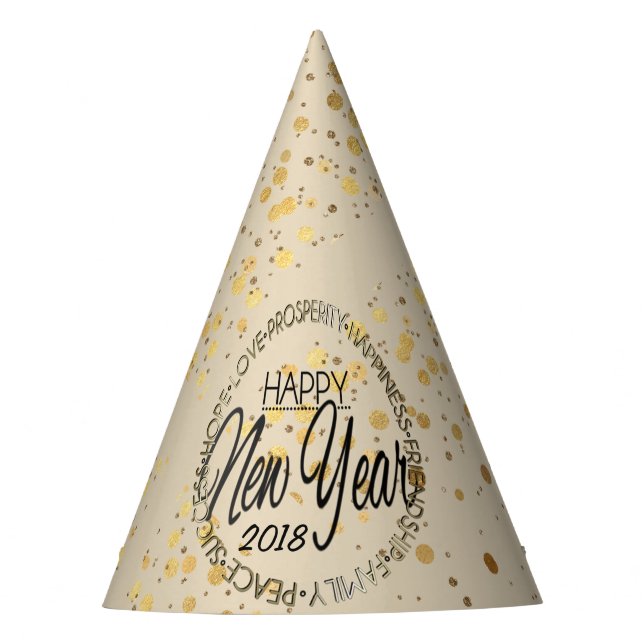Goldconfetti-neue Jahre Partyhütchen (Vorderseite)