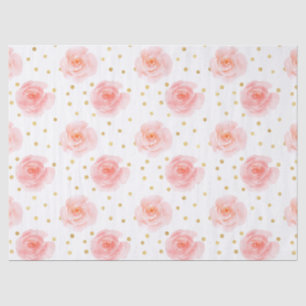 Goldconfetti-Rosawatercolor-Rosen Seidenpapier