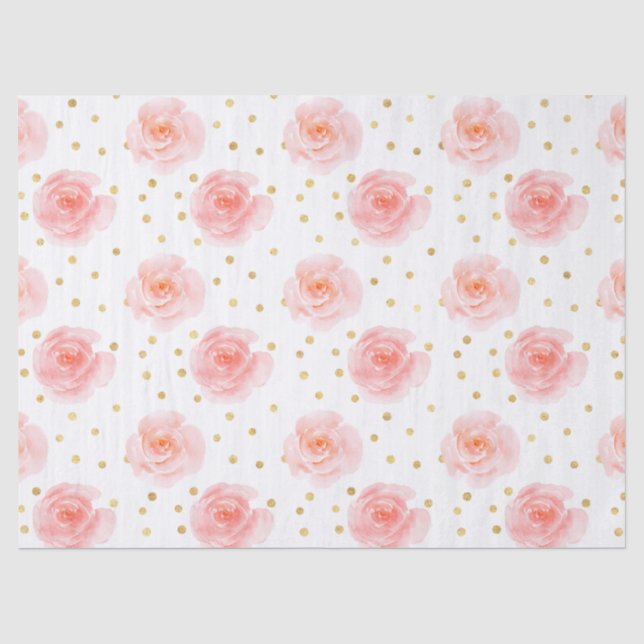 Goldconfetti-Rosawatercolor-Rosen Seidenpapier (Vorderseite)