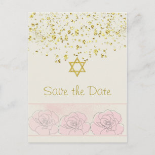 Goldconfetti Schläger Mitzvah Save the Date Ankündigungspostkarte