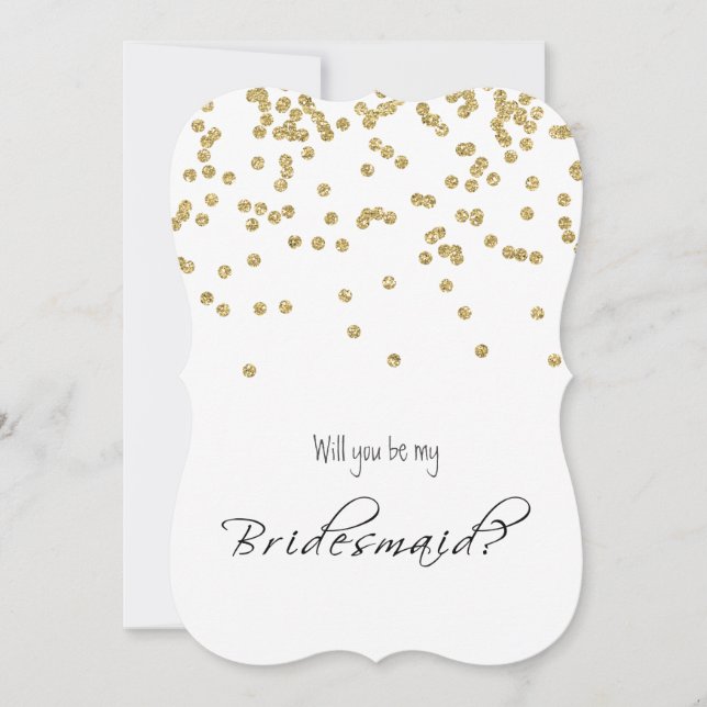 GoldConfetti - sind- Sie meine Brautjungfer? Einladung (Vorderseite)