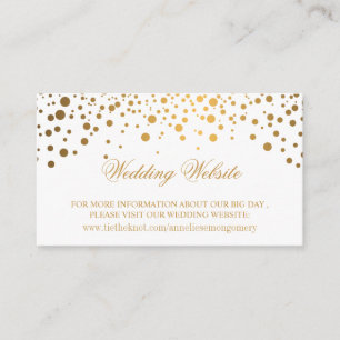 GoldConfetti und weiße Hochzeits-Website Begleitkarte