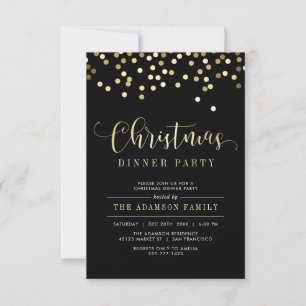 Goldconfetti-Weihnachtsabendessen-Party Einladung
