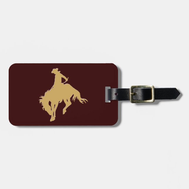 Goldcowboy-sträubendes Pferd Gepäckanhänger (Vorderseite horizontal)