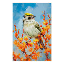 Goldcrest im Winter Impressionist Malerei Poster