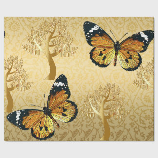 GoldDamaskus mit Goldgräbern und Schmetterlingen Geschenkpapier