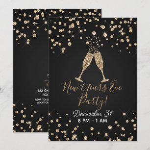 Golddiamant-Champagne-Toast-moderner Silvester Einladung