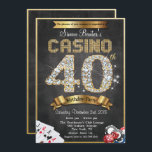 Golddiamant-Geburtstags-Einladung des Kasino-40. Einladung<br><div class="desc">Kasino-NachtPoker-spielende 40. Golddiamant-Tafel Bling metallische Geburtstags-Einladung</div>