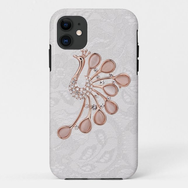 Golddiamant-Pfau-Paisley-Spitze iPhone 5 Case-Mate iPhone Hülle (Rückseite)
