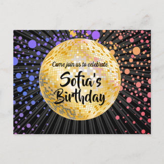Golddisco Ball Postcard Einladung