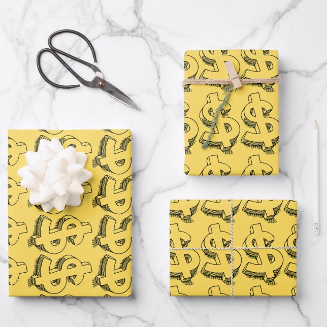 Golddolar Geschenkpapier Set (Vorderseite)