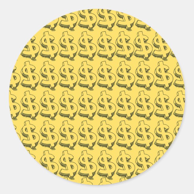 Golddolar Runder Aufkleber (Vorderseite)