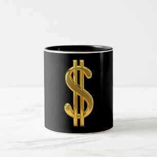 Golddollar-Zeichen-Tasse Zweifarbige Tasse