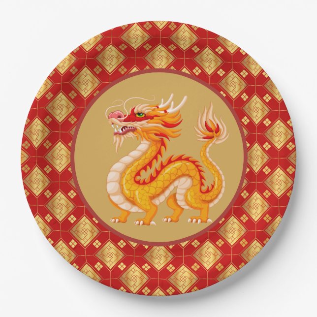 Golddrache 2024 pappteller (Vorderseite)