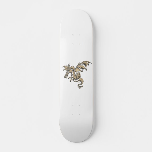 Golddrache auf Weiß Skateboard (Vorne)
